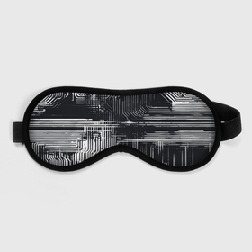 Маска для сна 3D с принтом Белые полосы на чёрном фоне киберпанк в Екатеринбурге, внешний слой — 100% полиэфир, внутренний слой — 100% хлопок, между ними — поролон |  | 