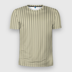 Мужская футболка 3D Slim с принтом Серо бежевый широкая полоска в Курске, 100% полиэстер с улучшенными характеристиками | приталенный силуэт, круглая горловина, широкие плечи, сужается к линии бедра | 