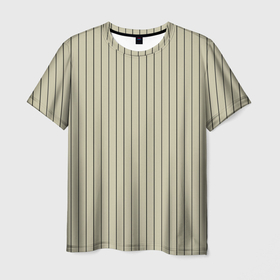 Мужская футболка 3D с принтом Серо бежевый широкая полоска в Санкт-Петербурге, 100% полиэфир | прямой крой, круглый вырез горловины, длина до линии бедер | 