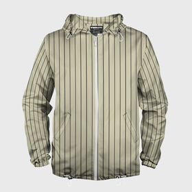 Мужская ветровка 3D с принтом Серо бежевый широкая полоска в Курске, 100% полиэстер | подол и капюшон оформлены резинкой с фиксаторами, два кармана без застежек по бокам, один потайной карман на груди | 