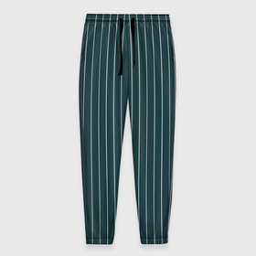 Мужские брюки 3D с принтом Зеленовато синий в полоску в Санкт-Петербурге, 100% полиэстер | манжеты по низу, эластичный пояс регулируется шнурком, по бокам два кармана без застежек, внутренняя часть кармана из мелкой сетки | 