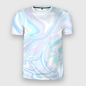 Мужская футболка 3D Slim с принтом Абстракция голубая плазма в Екатеринбурге, 100% полиэстер с улучшенными характеристиками | приталенный силуэт, круглая горловина, широкие плечи, сужается к линии бедра | 