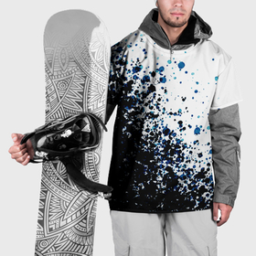 Накидка на куртку 3D с принтом Чёрно белый с синими кляксами в Санкт-Петербурге, 100% полиэстер |  | 
