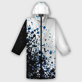 Мужской дождевик 3D с принтом Чёрно белый с синими кляксами в Петрозаводске,  |  | 