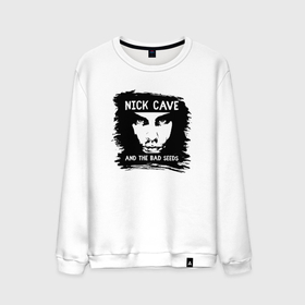 Мужской свитшот хлопок с принтом Nick Cave in black white в Новосибирске, 100% хлопок |  | Тематика изображения на принте: 