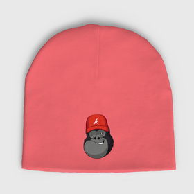 Мужская шапка демисезонная с принтом Горилла в кепке в Кировске,  |  | Тематика изображения на принте: 
