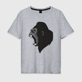 Мужская футболка хлопок Oversize с принтом Кинг конг в Курске, 100% хлопок | свободный крой, круглый ворот, “спинка” длиннее передней части | 