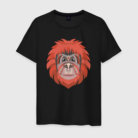 Мужская футболка хлопок с принтом Orange monkey в Курске, 100% хлопок | прямой крой, круглый вырез горловины, длина до линии бедер, слегка спущенное плечо. | 