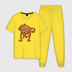 Мужская пижама хлопок с принтом Удивлённая обезьянка в Белгороде, 100% хлопок | брюки и футболка прямого кроя, без карманов, на брюках мягкая резинка на поясе и по низу штанин
 | 
