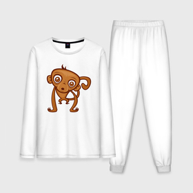 Мужская пижама с лонгсливом хлопок с принтом Удивлённая обезьянка в Кировске,  |  | Тематика изображения на принте: 