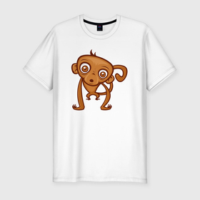 Мужская футболка хлопок Slim с принтом Удивлённая обезьянка в Кировске, 92% хлопок, 8% лайкра | приталенный силуэт, круглый вырез ворота, длина до линии бедра, короткий рукав | Тематика изображения на принте: 