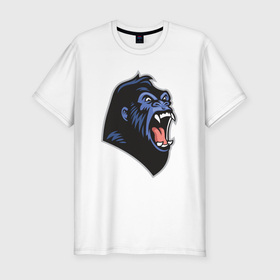 Мужская футболка хлопок Slim с принтом Крик гориллы в Кировске, 92% хлопок, 8% лайкра | приталенный силуэт, круглый вырез ворота, длина до линии бедра, короткий рукав | 