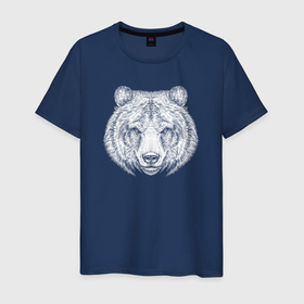 Мужская футболка хлопок с принтом Серьёзный медведь в Курске, 100% хлопок | прямой крой, круглый вырез горловины, длина до линии бедер, слегка спущенное плечо. | 