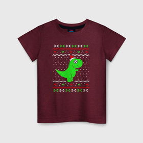 Детская футболка хлопок с принтом Динозаврик в узорах в Кировске, 100% хлопок | круглый вырез горловины, полуприлегающий силуэт, длина до линии бедер | 