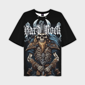 Мужская футболка oversize 3D с принтом Скелет викинга под Hard Rock ,  |  | 