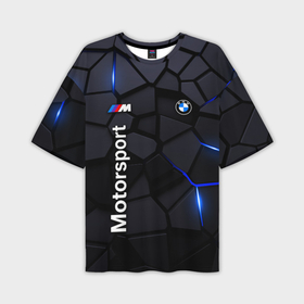 Мужская футболка oversize 3D с принтом BMW Motorsport   плиты с эффектом свечения в Курске,  |  | Тематика изображения на принте: 