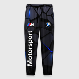 Мужские брюки 3D с принтом BMW Motorsport   плиты с эффектом свечения в Новосибирске, 100% полиэстер | манжеты по низу, эластичный пояс регулируется шнурком, по бокам два кармана без застежек, внутренняя часть кармана из мелкой сетки | 