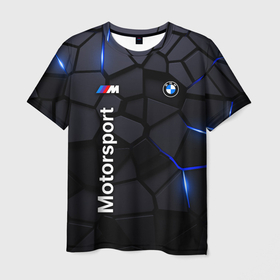 Мужская футболка 3D с принтом BMW Motorsport   плиты с эффектом свечения , 100% полиэфир | прямой крой, круглый вырез горловины, длина до линии бедер | 