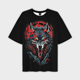 Мужская футболка oversize 3D с принтом Логотип рок группы Алиса на фоне волка в Петрозаводске,  |  | Тематика изображения на принте: 