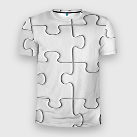 Мужская футболка 3D Slim с принтом Детальки пазла в Кировске, 100% полиэстер с улучшенными характеристиками | приталенный силуэт, круглая горловина, широкие плечи, сужается к линии бедра | 
