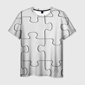 Мужская футболка 3D с принтом Детальки пазла в Екатеринбурге, 100% полиэфир | прямой крой, круглый вырез горловины, длина до линии бедер | Тематика изображения на принте: 