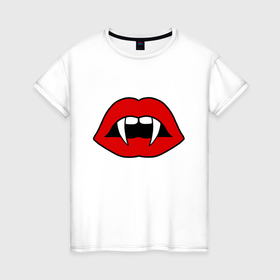 Женская футболка хлопок с принтом Поцелуй дракулы в Кировске, 100% хлопок | прямой крой, круглый вырез горловины, длина до линии бедер, слегка спущенное плечо | 