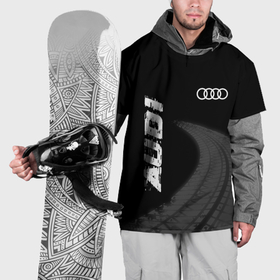Накидка на куртку 3D с принтом Audi speed на темном фоне со следами шин вертикально в Санкт-Петербурге, 100% полиэстер |  | 