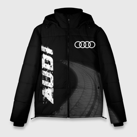 Мужская зимняя куртка 3D с принтом Audi speed на темном фоне со следами шин вертикально в Екатеринбурге, верх — 100% полиэстер; подкладка — 100% полиэстер; утеплитель — 100% полиэстер | длина ниже бедра, свободный силуэт Оверсайз. Есть воротник-стойка, отстегивающийся капюшон и ветрозащитная планка. 

Боковые карманы с листочкой на кнопках и внутренний карман на молнии. | Тематика изображения на принте: 