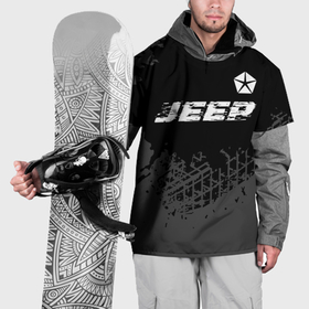 Накидка на куртку 3D с принтом Jeep speed на темном фоне со следами шин посередине в Тюмени, 100% полиэстер |  | 