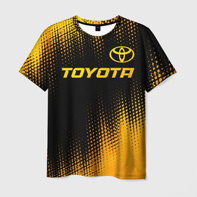 Мужская футболка 3D с принтом Toyota   gold gradient посередине в Екатеринбурге, 100% полиэфир | прямой крой, круглый вырез горловины, длина до линии бедер | 