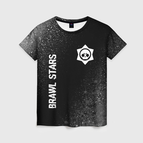 Женская футболка 3D с принтом Brawl Stars glitch на темном фоне вертикально в Тюмени, 100% полиэфир ( синтетическое хлопкоподобное полотно) | прямой крой, круглый вырез горловины, длина до линии бедер | 