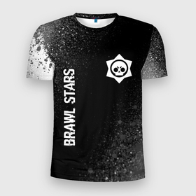 Мужская футболка 3D Slim с принтом Brawl Stars glitch на темном фоне вертикально в Белгороде, 100% полиэстер с улучшенными характеристиками | приталенный силуэт, круглая горловина, широкие плечи, сужается к линии бедра | 