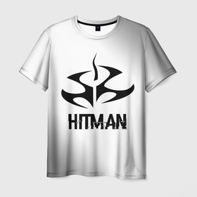 Мужская футболка 3D с принтом Hitman glitch на светлом фоне в Тюмени, 100% полиэфир | прямой крой, круглый вырез горловины, длина до линии бедер | Тематика изображения на принте: 