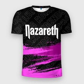 Мужская футболка 3D Slim с принтом Nazareth rock legends посередине в Петрозаводске, 100% полиэстер с улучшенными характеристиками | приталенный силуэт, круглая горловина, широкие плечи, сужается к линии бедра | Тематика изображения на принте: 