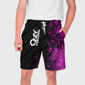 Мужские шорты 3D с принтом Ozzy Osbourne rock legends по вертикали в Тюмени,  полиэстер 100% | прямой крой, два кармана без застежек по бокам. Мягкая трикотажная резинка на поясе, внутри которой широкие завязки. Длина чуть выше колен | 