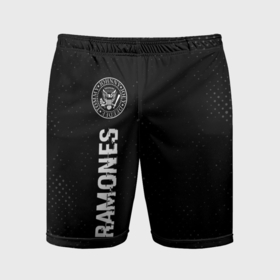 Мужские шорты спортивные с принтом Ramones glitch на темном фоне по вертикали в Тюмени,  |  | 