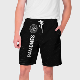 Мужские шорты 3D с принтом Ramones glitch на темном фоне по вертикали ,  полиэстер 100% | прямой крой, два кармана без застежек по бокам. Мягкая трикотажная резинка на поясе, внутри которой широкие завязки. Длина чуть выше колен | 