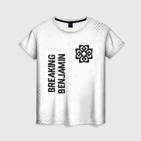 Женская футболка 3D с принтом Breaking Benjamin glitch на светлом фоне вертикально в Екатеринбурге, 100% полиэфир ( синтетическое хлопкоподобное полотно) | прямой крой, круглый вырез горловины, длина до линии бедер | 