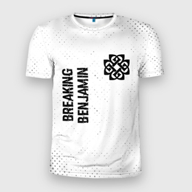 Мужская футболка 3D Slim с принтом Breaking Benjamin glitch на светлом фоне вертикально в Кировске, 100% полиэстер с улучшенными характеристиками | приталенный силуэт, круглая горловина, широкие плечи, сужается к линии бедра | 