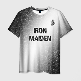 Мужская футболка 3D с принтом Iron Maiden glitch на светлом фоне посередине в Белгороде, 100% полиэфир | прямой крой, круглый вырез горловины, длина до линии бедер | Тематика изображения на принте: 