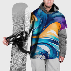 Накидка на куртку 3D с принтом Линейная красочная абстракция в Новосибирске, 100% полиэстер |  | 