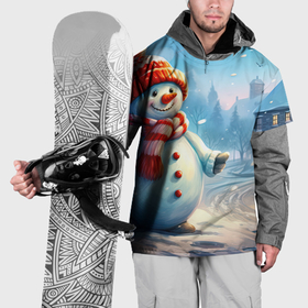 Накидка на куртку 3D с принтом Снеговик   новогодний в Тюмени, 100% полиэстер |  | Тематика изображения на принте: 