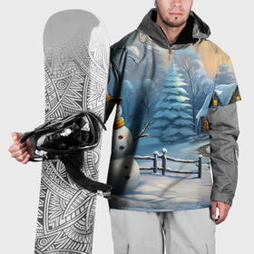 Накидка на куртку 3D с принтом Новый год  и снеговик в Тюмени, 100% полиэстер |  | 
