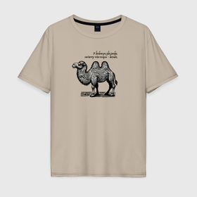 Мужская футболка хлопок Oversize с принтом У верблюда два горба в Тюмени, 100% хлопок | свободный крой, круглый ворот, “спинка” длиннее передней части | 