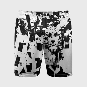 Мужские шорты спортивные с принтом Морда льва   абстракция в Курске,  |  | 