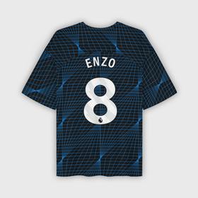 Мужская футболка oversize 3D с принтом Энцо Фернандес форма Челси 23 24 гостевая в Белгороде,  |  | 