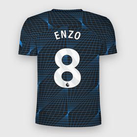 Мужская футболка 3D Slim с принтом Энцо Фернандес форма Челси 23 24 гостевая в Курске, 100% полиэстер с улучшенными характеристиками | приталенный силуэт, круглая горловина, широкие плечи, сужается к линии бедра | 