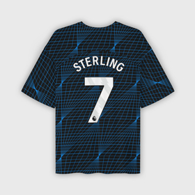 Мужская футболка oversize 3D с принтом Рахим Стерлинг форма Челси 23 24 гостевая в Петрозаводске,  |  | 