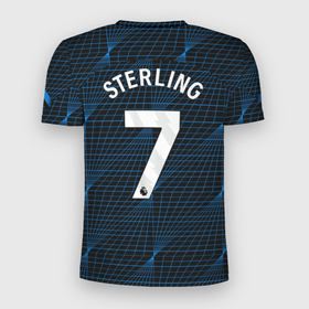 Мужская футболка 3D Slim с принтом Рахим Стерлинг форма Челси 23 24 гостевая в Белгороде, 100% полиэстер с улучшенными характеристиками | приталенный силуэт, круглая горловина, широкие плечи, сужается к линии бедра | Тематика изображения на принте: 