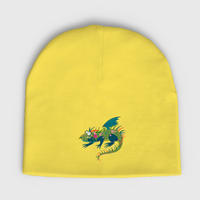 Мужская шапка демисезонная с принтом Забавный зеленый  дракон ящерица символ 2024 года в Кировске,  |  | Тематика изображения на принте: 